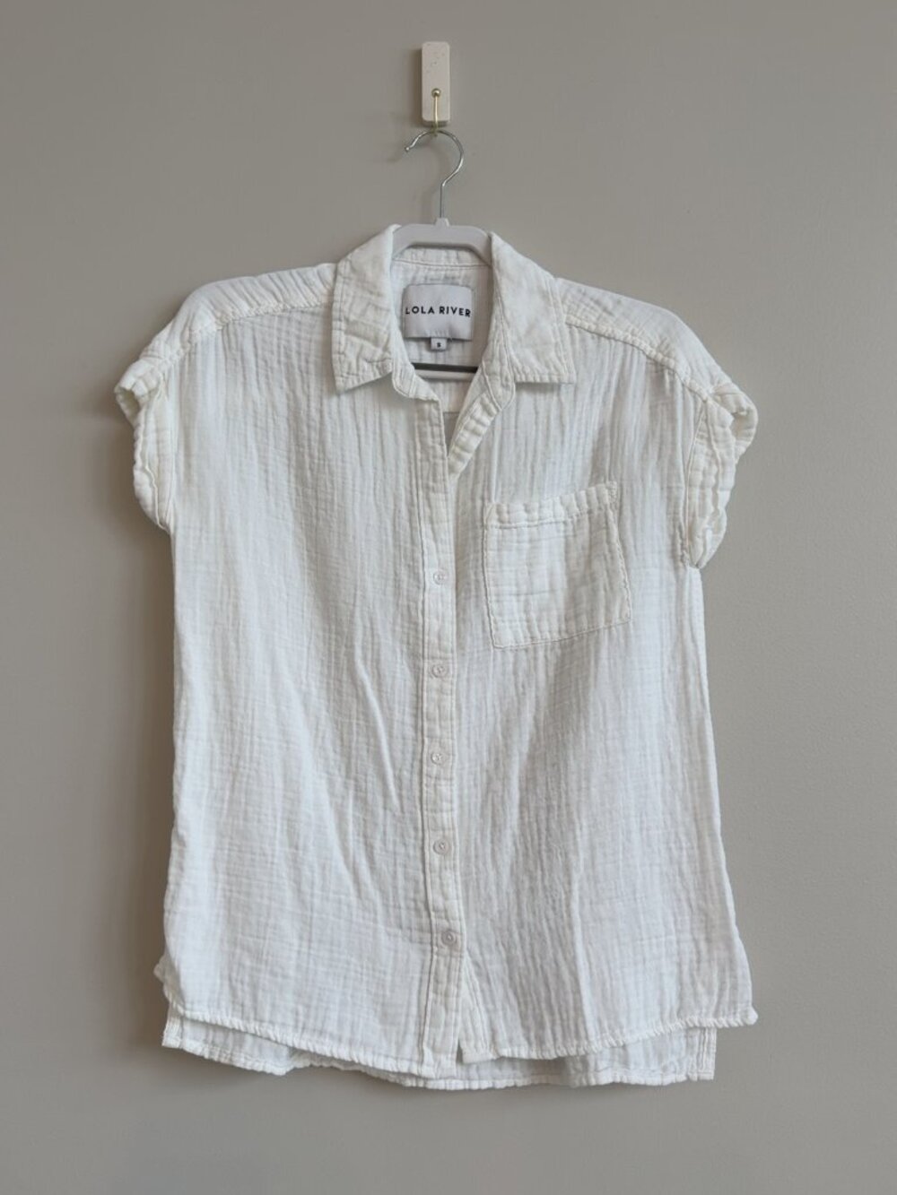 Lola River White Cotton Gauze Button-Front Shirt | Size Small